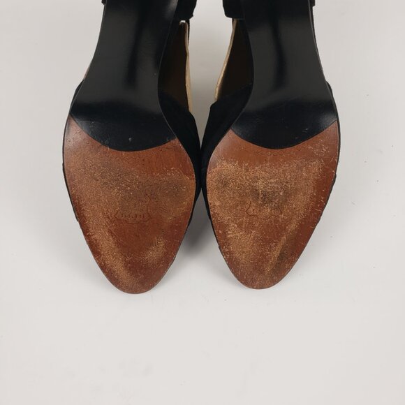Stuart Weitzman Sz 7 Black TStrap Heels for Neiman Marcus Slits 3" Suede Shoes - Picture 9 of 16